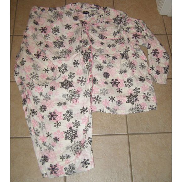 JOE BOXER Snowflake Print Plus Sz 4X Soft Flannel 2 Pc Comfy Pajama Lounge Set - Picture 1 of 4